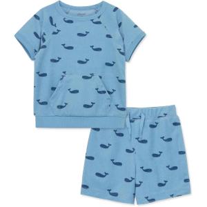 Little Me Clothes for Baby Boys’ Terry Short and Polo Shirt Set, 12 Months – 4 Toddler(Placid Blue)