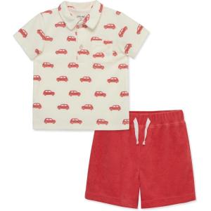 Little Me Clothes for Baby Boys’ Terry Short and Polo Shirt Set, 12 Months – 4 Toddler(Red)