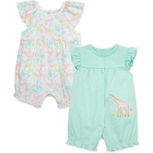 Little Me Clothes for Baby Girls’ 2-Pack Rompers, 3 Months – 12 Months(Aqua Safari)