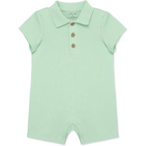 Little Me Simply Essential Solids 100% Organic Clothes for Baby Boys’ Collared Polo Romper, 3-12 Months(Green)