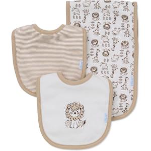Little Me Boys’ 3-Piece Bib & Burp Cloth Set(Ivory/Multi)