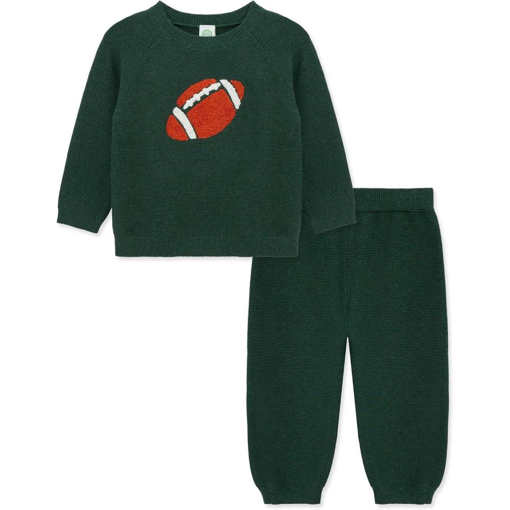 imageLittle Me Clothes for Baby Boys and Girls Fall Cold Weather Sweater and Pant Sets 3 Months to 4 ToddlerHunter Green