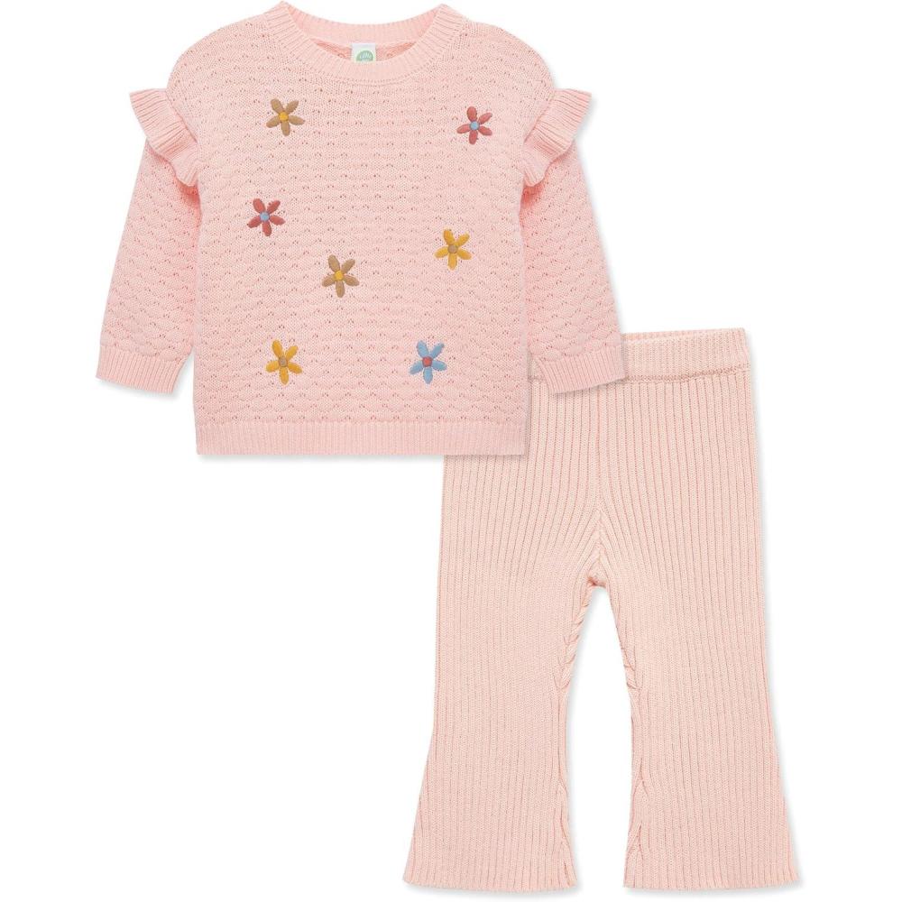 imageLittle Me Clothes for Baby Boys and Girls Fall Cold Weather Sweater and Pant Sets 3 Months to 4 ToddlerPearl Blush