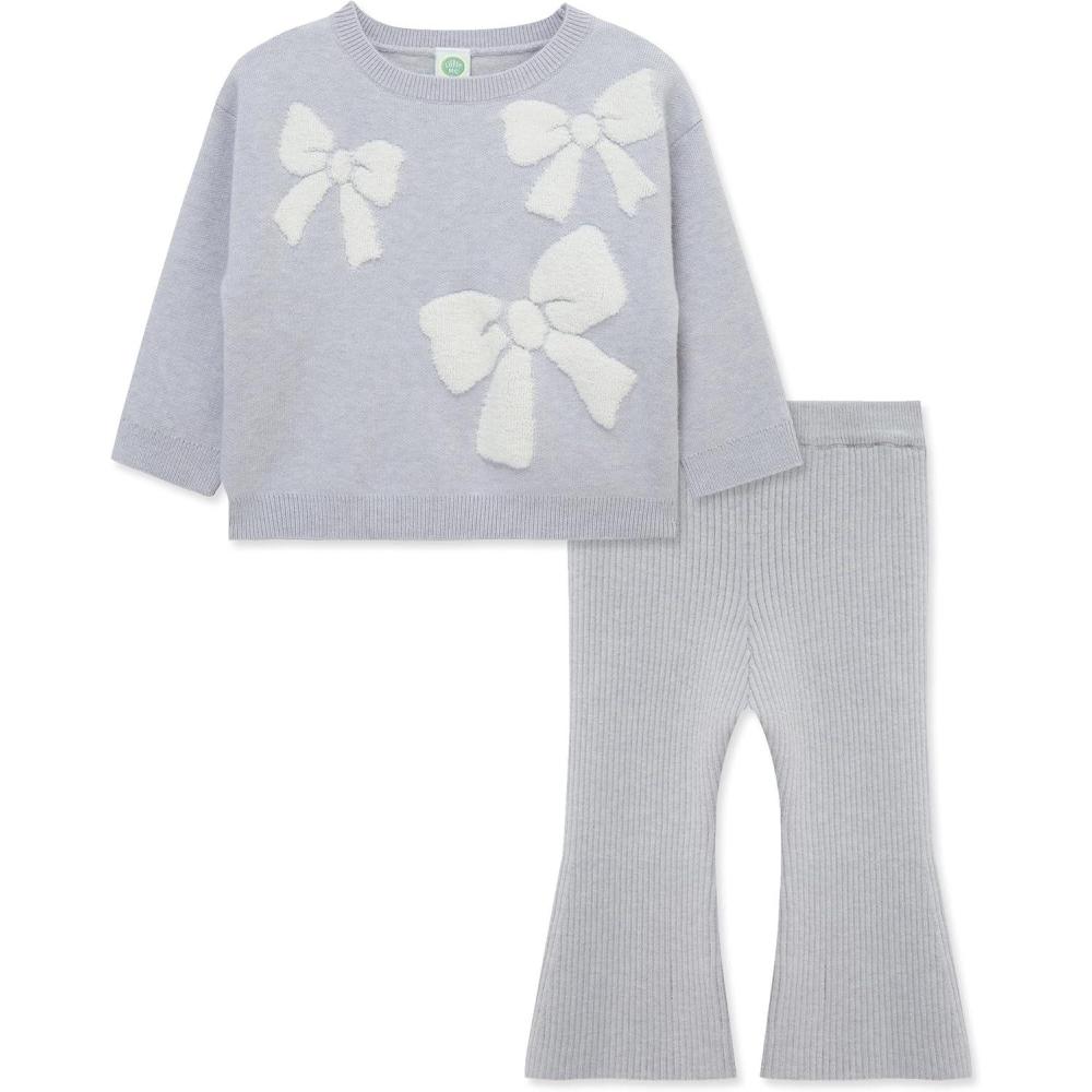 imageLittle Me Clothes for Baby Boys and Girls Fall Cold Weather Sweater and Pant Sets 3 Months to 4 ToddlerSky Mist Grey