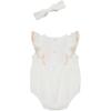 Little Me Clothes for Baby Girls’ 100% Cotton Gauze Bubble and Coordinating Headband Set, 3 Months to 12 Months(Marsmallow/Peach Pearl)