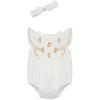 Little Me Clothes for Baby Girls’ 100% Cotton Gauze Bubble and Coordinating Headband Set, 3 Months to 12 Months(Marsmallow/Peach Pearl)