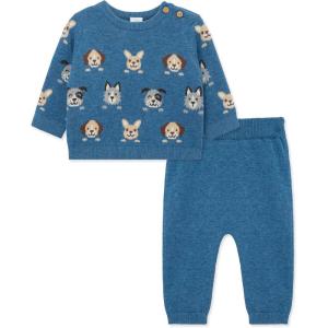 Little Me Clothes for Baby Boys’ and Girls’ Fall Cold Weather Sweater and Pant Sets, 3 Months to 4 Toddler(Blue Puppy Paws)