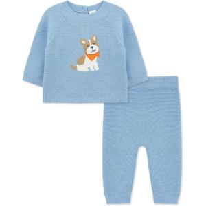 Little Me Clothes for Baby Boys’ and Girls’ Fall Cold Weather Sweater and Pant Sets, 3 Months to 4 Toddler(Placid Blue Puppy)