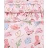 Little Me Baby Girls’ 3-Pc 100% Cotton, Bodysuit, Matching Headband and Pant Set, 3 Months to 24 Months(Pink Western)