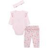 Little Me Baby Girls’ 3-Pc 100% Cotton, Bodysuit, Matching Headband and Pant Set, 3 Months to 24 Months(Pink Western)