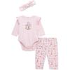 Little Me Baby Girls’ 3-Pc 100% Cotton, Bodysuit, Matching Headband and Pant Set, 3 Months to 24 Months(Pink Western)