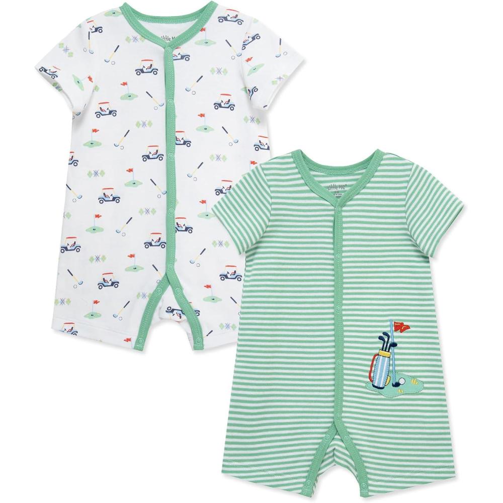 imageLittle Me Baby Boys 2pack of RompersNeptune GreenMulti