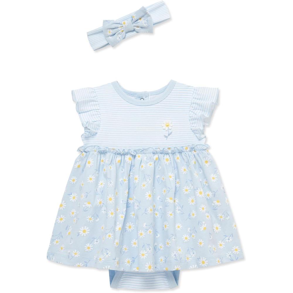 imageLittle Me Clothes for Baby Girls Popover Bodysuit Dress and Headband Set 312 MonthsNantucket Breeze