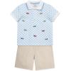 Little Me Clothes for Baby Boys’ Cotton Polo Short-Sleeve and Shorts Set, 12 Months – 4 Toddler(Pique Blue/Peacoat)