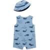 Little Me Clothes for Baby Boys’ Terry Romper and Coordinating Hat Set, 3 Months to 12 Months(Blue Bell/True Navy)