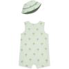 Little Me Clothes for Baby Boys’ Terry Romper and Coordinating Hat Set, 3 Months to 12 Months(Green Palm)