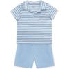Little Me Clothes for Baby Boys’ Terry Short and Polo Shirt Set, 12 Months – 4 Toddler(Chambray Blue/Bright White)