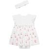 Little Me Clothes for Baby Girls’ Popover Bodysuit Dress and Headband Set, 3-12 Months(White/Rose Shadow/Multi)
