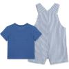 Little Me baby-boys 2-piece Tee Shirt and Shortall Set(Blue Stripe)