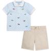 Little Me Clothes for Baby Boys’ Cotton Polo Short-Sleeve and Shorts Set, 12 Months – 4 Toddler(Pique Blue/Peacoat)