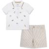 Little Me Clothes for Baby Boys’ Cotton Polo Short-Sleeve and Shorts Set, 12 Months – 4 Toddler(White/Sesame)