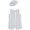 Little Me Clothes for Baby Boys’ Gauze Romper and Hat Set, 3-12 Months(Infinity/Whisper White)