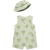 Little Me Clothes for Baby Boys’ Terry Romper and Coordinating Hat Set, 3 Months to 12 Months(Dewkist/Mistletoe)