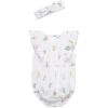 Little Me Clothes for Baby Girls’ 100% Cotton Woven Bubble Romper and Headband Set, 3 to 12 Months(Floral Eyelet)
