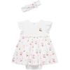 Little Me Clothes for Baby Girls’ Popover Bodysuit Dress and Headband Set, 3-12 Months(White/Rose Shadow/Multi)