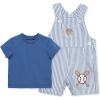 Little Me baby-boys 2-piece Tee Shirt and Shortall Set(Blue Stripe)