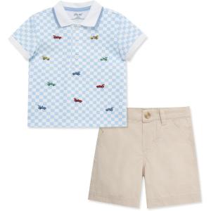 Little Me Clothes for Baby Boys’ Cotton Polo Short-Sleeve and Shorts Set, 12 Months – 4 Toddler(Pique Blue/Peacoat)