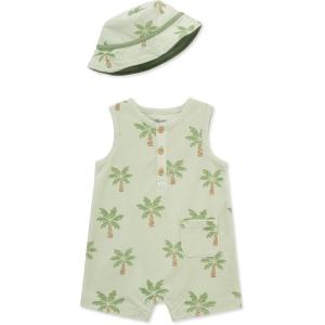 Little Me Clothes for Baby Boys’ Terry Romper and Coordinating Hat Set, 3 Months to 12 Months(Dewkist/Mistletoe)