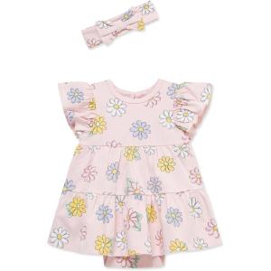 Little Me Clothes for Baby Girls’ Popover Bodysuit Dress and Headband Set, 3-12 Months(Cherry Blossom/Multi)