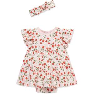 Little Me Clothes for Baby Girls’ Popover Bodysuit Dress and Headband Set, 3-12 Months(Icy Pink/Bittersweet)