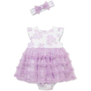 Little Me Clothes for Baby Girls’ Popover Bodysuit Dress and Headband Set, 3-12 Months(Lilac)