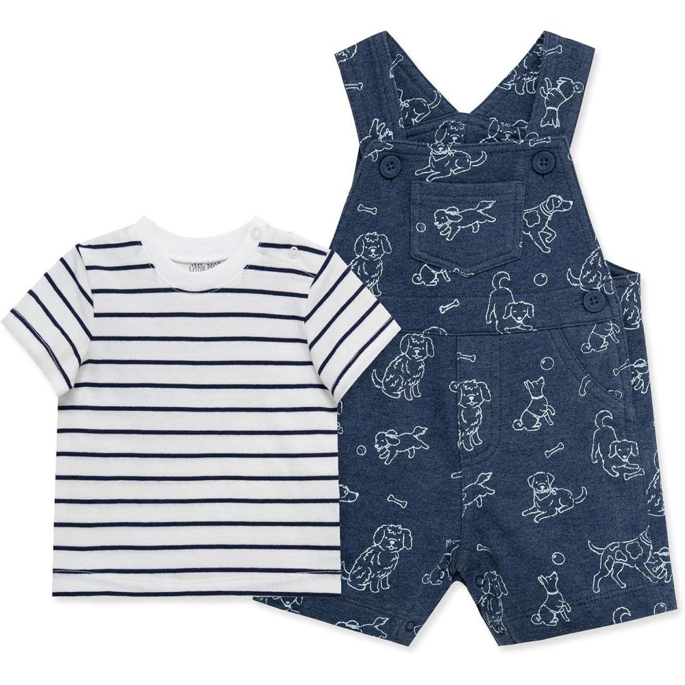 imageLittle Me babyboys 2piece Tee Shirt and Shortall SetBlue Puppipes