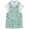 Little Me Baby Boy Shortall Set – 2-Piece, Tee Shirt and Overall Shorts, Cute and Comfy Outfits(Bright Green/White Polo)