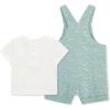 Little Me Baby-Boys 2-piece Gauze Tee Shirt and Shortall Set, 3 to 12 Months(Aquifer/Marshmallow)