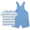 Little Me Baby-Boys 2-piece Gauze Tee Shirt and Shortall Set, 3 to 12 Months(Silver Lake Blue/Marshmallow)