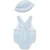 Little Me Clothes for Baby Boys’ Gauze Sunsuit and Hat Set, 3 to 12 Months(Chambray Blue)