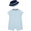 Little Me Clothes for Baby Boys’ Soft Cotton Short Sleeve Romper Shirt and Coordinating Hat Set, 3 to 12 Months(Blue)