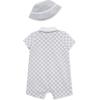 Little Me Clothes for Baby Boys’ Soft Cotton Short Sleeve Romper Shirt and Coordinating Hat Set, 3 to 12 Months(Grey)