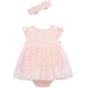Little Me Clothes for Baby Girls’ Popover Bodysuit Dress and Headband Set, 3-12 Months(Pink Almond)