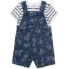 Little Me baby-boys 2-piece Tee Shirt and Shortall Set(Blue Puppipes)