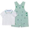 Little Me Baby Boy Shortall Set – 2-Piece, Tee Shirt and Overall Shorts, Cute and Comfy Outfits(Bright Green/White Polo)