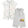 Little Me Baby Boys 2-pack of Rompers(Soft Gray/Multi)