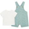 Little Me Baby-Boys 2-piece Gauze Tee Shirt and Shortall Set, 3 to 12 Months(Aquifer/Marshmallow)