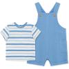 Little Me Baby-Boys 2-piece Gauze Tee Shirt and Shortall Set, 3 to 12 Months(Silver Lake Blue/Marshmallow)