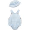 Little Me Clothes for Baby Boys’ Gauze Sunsuit and Hat Set, 3 to 12 Months(Chambray Blue)