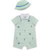 Little Me Clothes for Baby Boys’ Soft Cotton Short Sleeve Romper Shirt and Coordinating Hat Set, 3 to 12 Months(Green Golf)